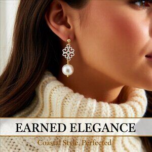 Chunky Pearl Dangle Earrings! 2025 #1 Jewelry Trends! Handpainted Gold Accents